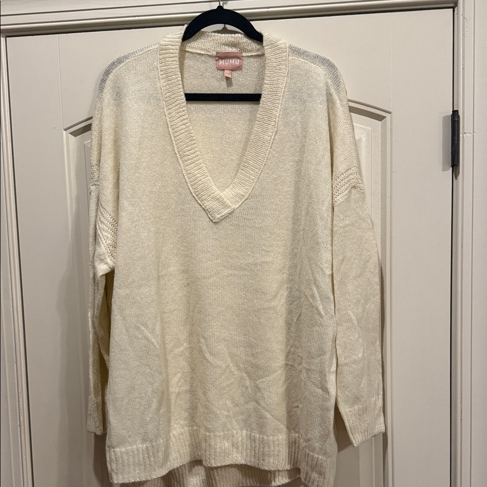 Show Me Your MuMu Ivory V-Neck Sweater